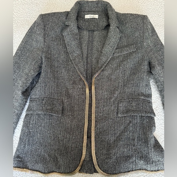 Ella Luna Chain Embellished Grey Wool Sweater Jacket Size L - Picture 4 of 11